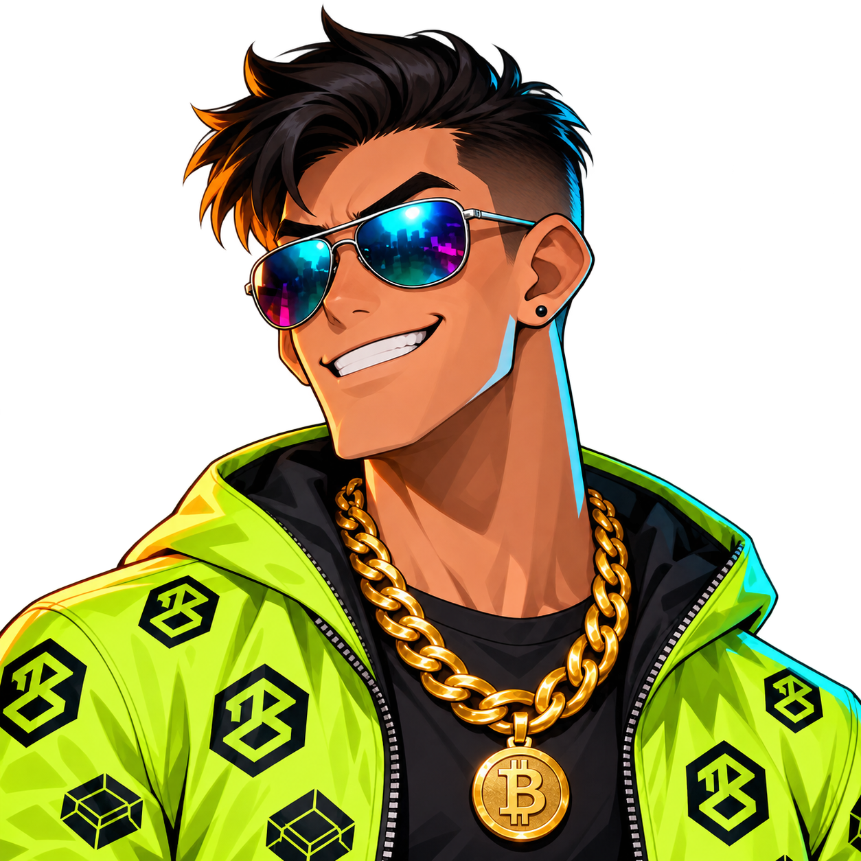 Hustlebro, portrait facing left