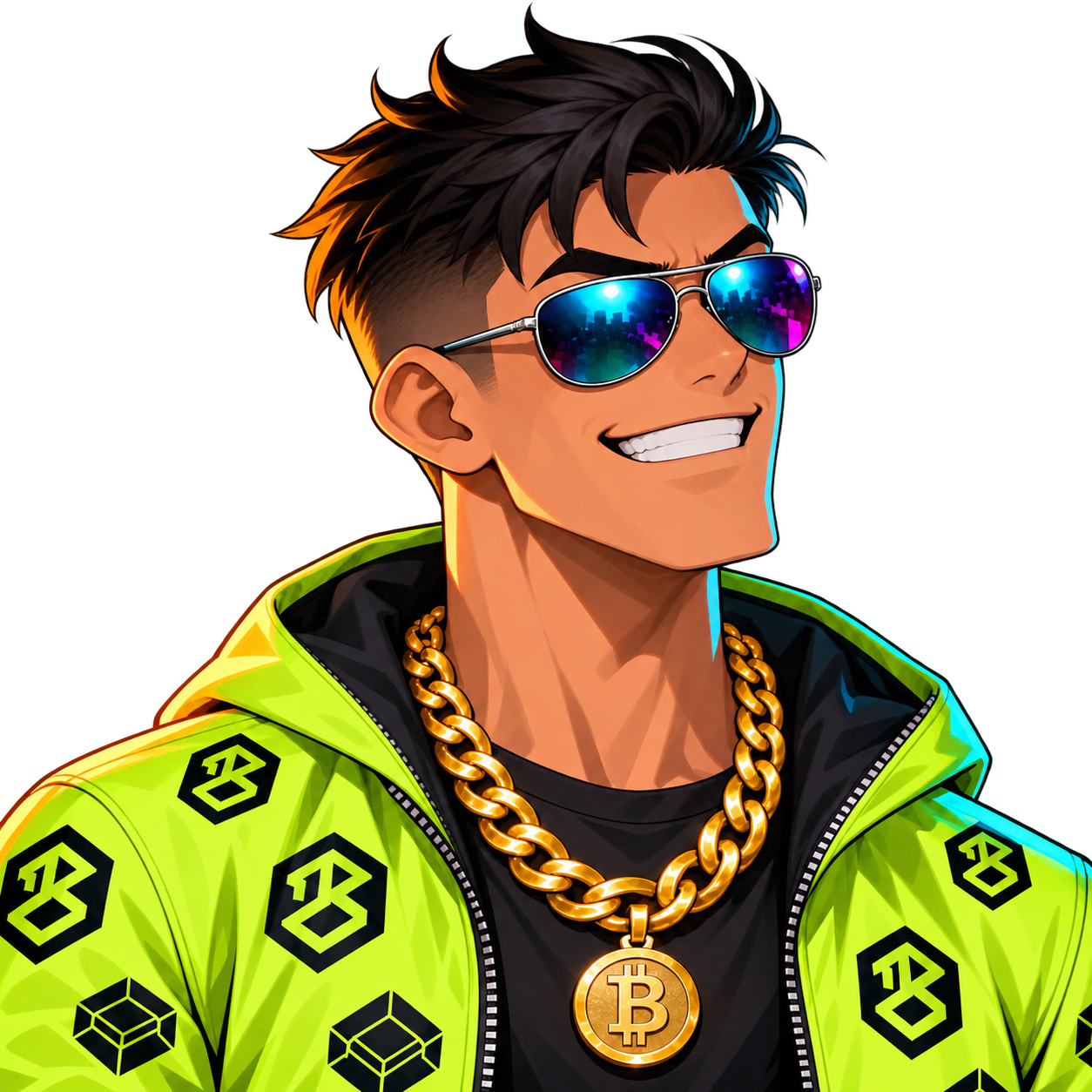 Hustlebro, portrait facing right
