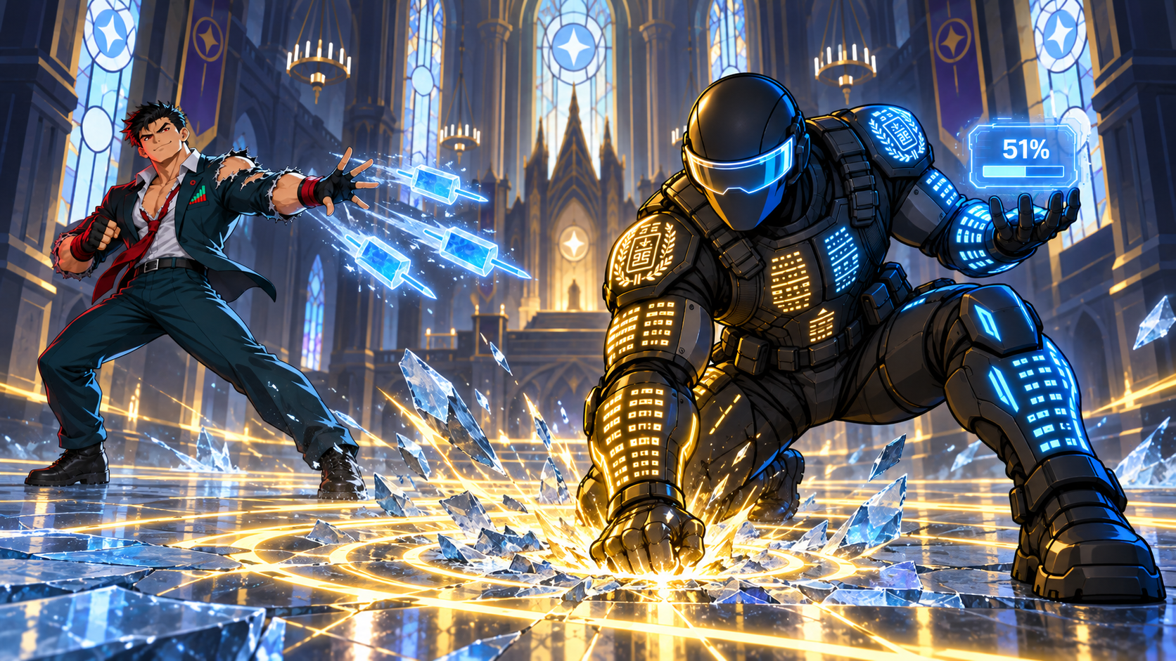 DAO Warlord fights Short Seller at Validator Cathedral. DAO Warlord drives the majority home as Short Seller discovers a floor that refuses to fall.