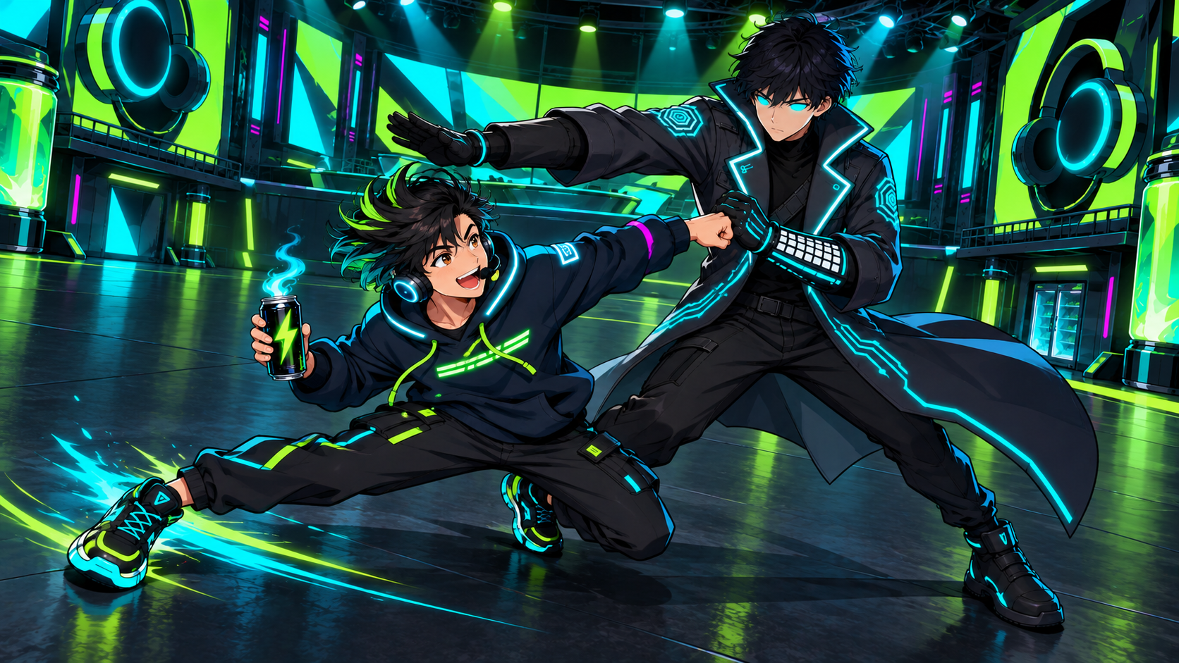 Quantum Mage fights Black Hat at Alpha Stream Studio. Quantum Mage slides beneath a precise exploit and turns the recovery into another live moment at Alpha Stream Studio.