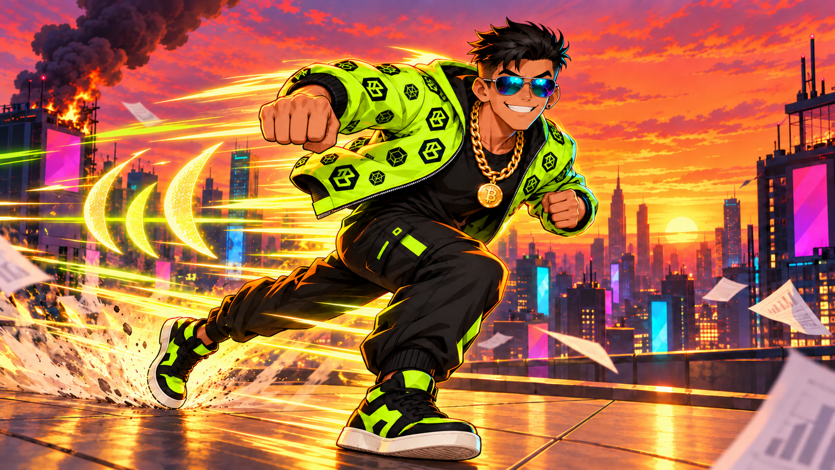 Hustlebro performs Momentum Rush. One more surge of hype drives the noise machine forward.